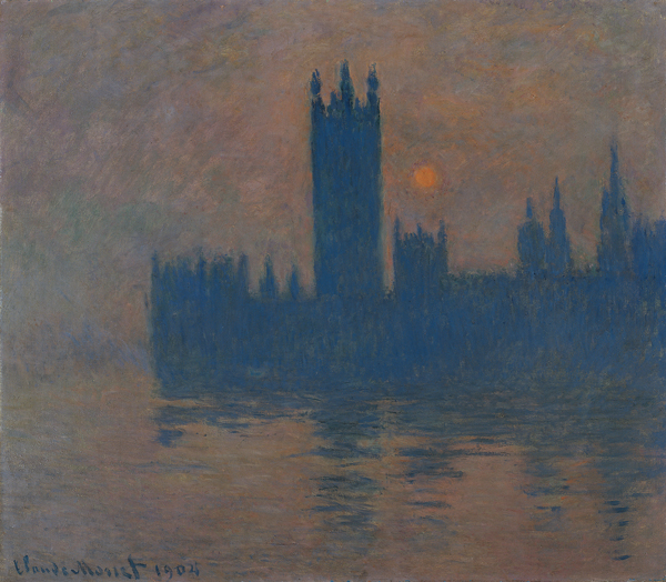 Claude Monets Gemälde „Das Parlament, Sonnenuntergang“ aus dem Jahr 1904  wirbt derzeit in Freiburg und der Region um den Kaiserstuhl für die Ausstellung „Farbwelten“. Foto: Kaiser-Wilhelm-Museum Krefeld