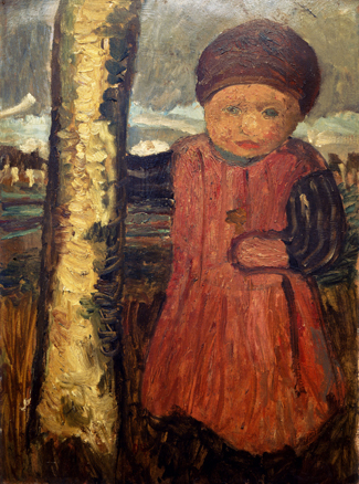 Paula Modersohn-Becker malte ihr Tempera-Bild „Kleines Kind neben einem Birkenstamm“ im Jahr 1904. Hundert Jahre später inspirierten ihre Arbeiten junge zeitgenössischer Maler, wie sie im Kunstmuseum Dieselkraftwerk zu sehen sind. Foto: KWM